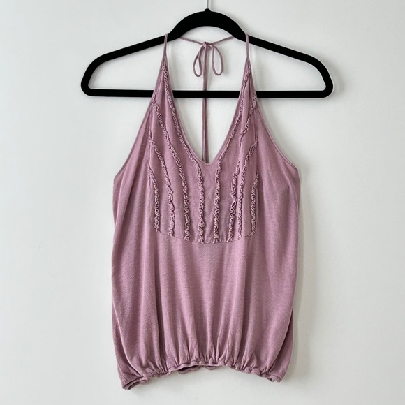 Mystree Tops - Mystree Purple Ruffle Halter Neck Tank Top